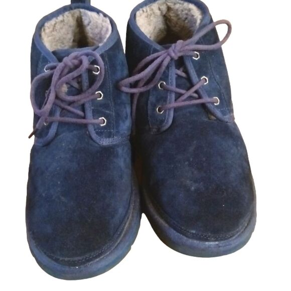 UGG Neumel Blue Suede Sheerling Lined Tie Up Chukka Boots Sz 12 main image 9